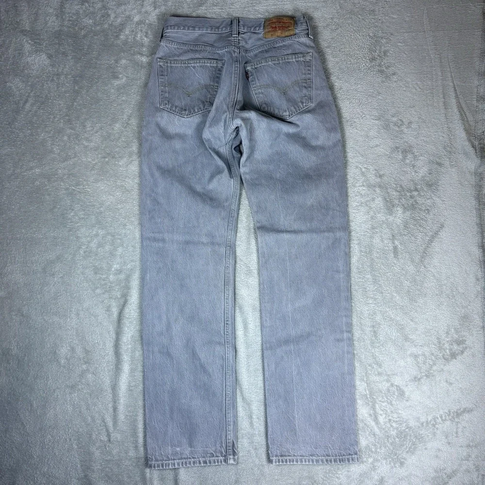 Levi's 501 Grey Denim Jeans Mens 32x36 (Fits 30x32) Faded Straight‎ Leg